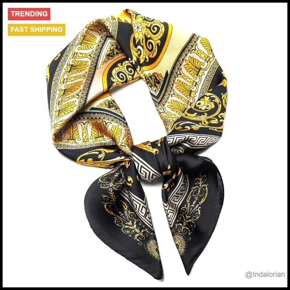 Satin Silk Scarf Square 27.5" Elegant Chic Versatile Accessory for Hair Bag Neck